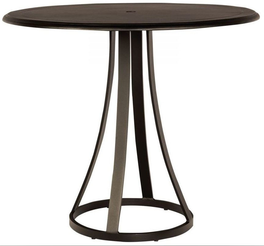 Woodard Aluminum Solid Top Round Bar Height Umbrella Table