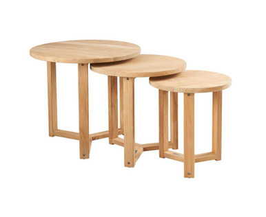 Three Sided Table Rounded HiTeak Round Nesting Three Side Tables Set