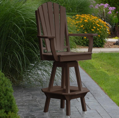 Polyresin Swivel Adirondack-Style Outdoor Bar Armchair