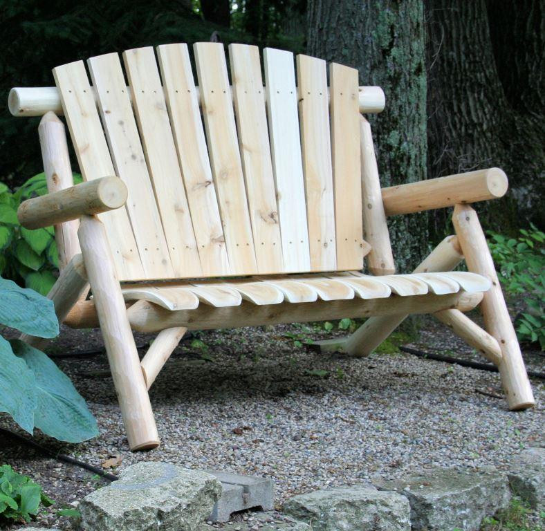 Rustic White Cedar Log Loveseat Bench