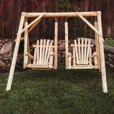 Wooden Double Chair Swing Set | Outdoor Furniture Plus