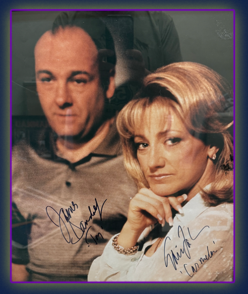 Sopranos, James Gandolfini, Edie Falco signed photo