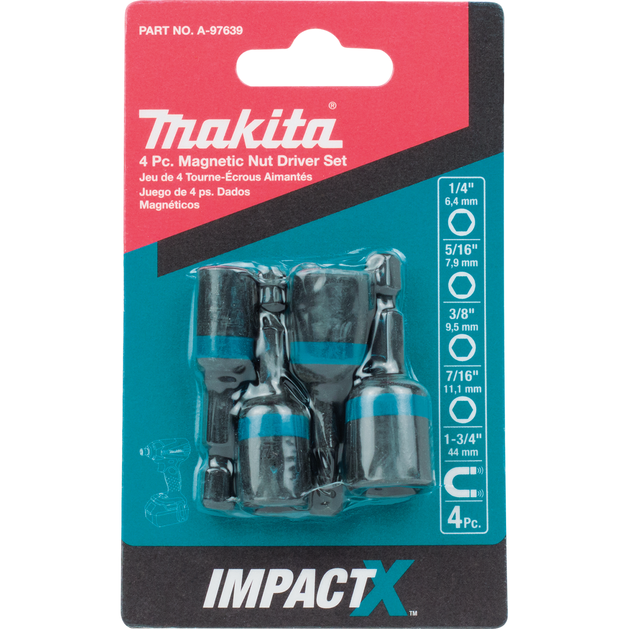 Makita A97639 4pce 45mm Mag Nutsetter ImpactX Set Tool Kit Depot