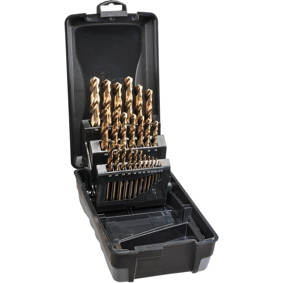 Bordo Saber 25 piece cobalt drill set 1.0 - 13.0mm in 0.5mm