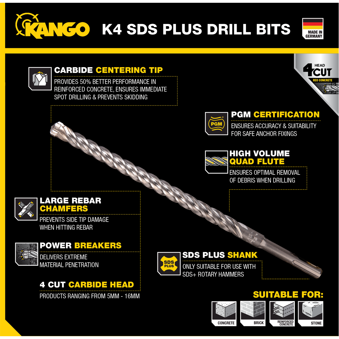 Kango K4 SDS PLUS DRILL BIT SET - 8 
