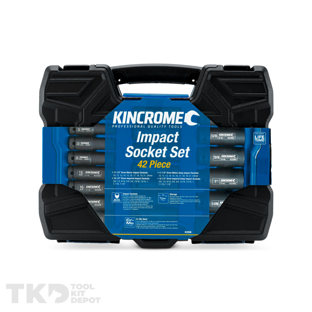 Kincrome Socket Set Metric/Imperial 1/2 Drive 42 Pce - K2098