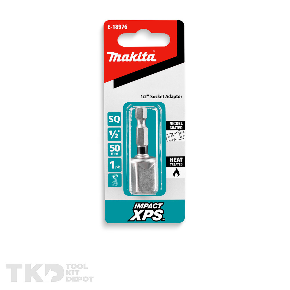 Makita Impact XPS Adapter - 1/2 Inch Hex To Square SQ Drive - For Sockets - Model E-01591