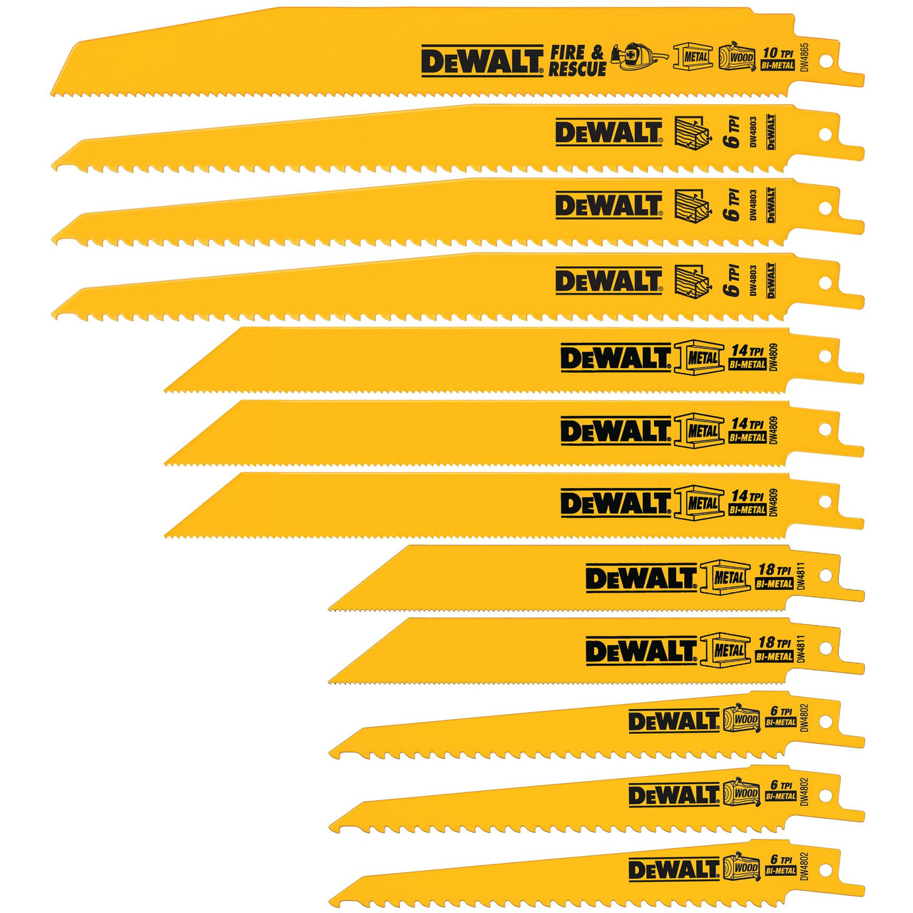 DeWALT Bi-Metal Reciprocating Saw Blade 13 Piece Set DW4892