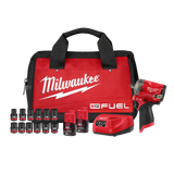 Milwaukee M12™ FUEL™ 1/2" Stubby Impact Wrench (2x 2.0Ah, Bag) with Socket Set Kit - M12FIWF12202BS