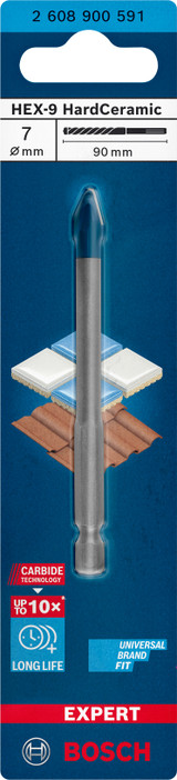 Bosch Expert HEX-9 Drill Bit Hard Ceramic  7 x 90 mm - 2608900591