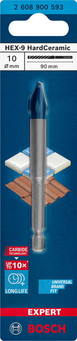 Bosch Expert HEX-9 Drill Bit Hard Ceramic  10 x 90 mm - 2608900593