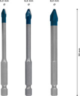 Bosch Expert HEX-9 Drill Bit Set Hard Ceramic  3 Piece - 2608900595