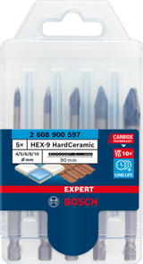 Bosch Expert HEX-9 Drill Bit Set Hard Ceramic  5 Piece - 2608900597