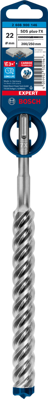 Bosch Expert Hammer Drill Bit SDS Plus-7X 22x200x250mm - 2608900146