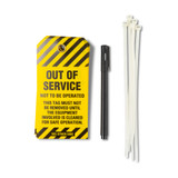 Order In - Wattmaster Out Of Service Lockout Tag Black Yellow With Pen and Cable Ties - 5 Pack - WATWPT-005