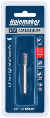 ITM Holemaker Carbide Burr Cylindrical Radius End 1/4" X 5/8" Head 1/4" Shank - CBC-SC1