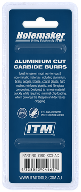 ITM Holemaker Carbide Burr Cylindrical Radius End 3/8" X 3/4" Head 1/4" Shank AC - CBC-SC3-AC