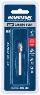 ITM Holemaker Carbide Burr Oval Shape 3/8" X 5/8" Head 1/4" Shank - CBC-SE3