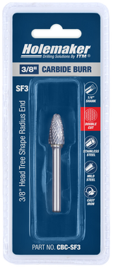 ITM Holemaker Carbide Burr Tree Shape Radius 3/8" X 3/4" Head 1/4" Shank - CBC-SF3