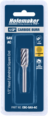 Order In - ITM Holemaker Carbide Burr Cylindrical Square End 1/2" X 1" Head 1/4" Shank AC - CBC-SA5-AC