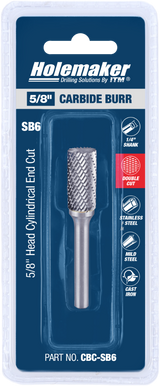 Order In - ITM Holemaker Carbide Burr Cylindrical End Cut 5/8" X 1" Head 1/4" Shank - CBC-SB6