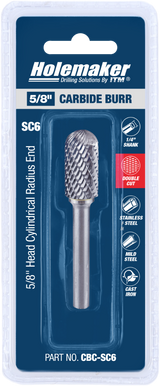 Order In - ITM Holemaker Carbide Burr Cylindrical Radius End 5/8" X 1" Head 1/4" Shank - CBC-SC6