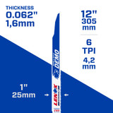 Order In - Lenox Demolition Bi-Metal Reciprocating Saw Blade 6TPI 305 x 22 x 1.6 MM 2 Pack - 20500106R