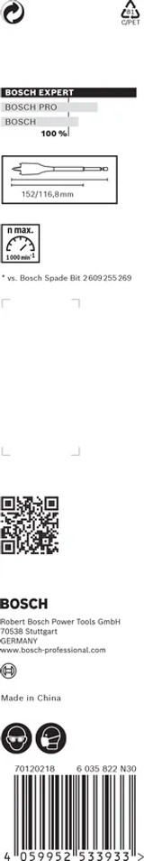 Bosch EXPERT Self Cut Speed Wood Spade Drill Bit 20x152 MM - 2608900319