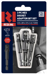 Order In - Redline Hex-Socket Adaptor Bit Set 1/4" 3 Piece - RL453065