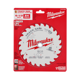 Order In - Milwaukee  Wood Track Saw Blade General Purpose 24T 165MM 6-1/2" - 48400624