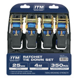 ITM Ratchet Strap Width 25 MM Length 4M 4 Pack 350 KG - TM9404-02504