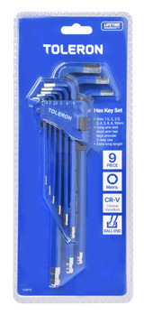 Toleron Ball End Hex Key Set Metric 9pc  - TL90113