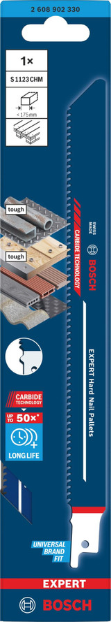 Order In - Bosch Expert Reciprocating Saw Blade for Hard Nail Pallets 225 MM - 2608902330