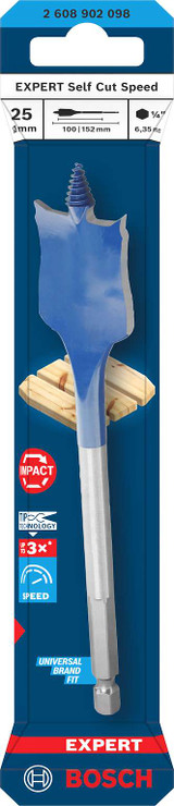 Bosch Expert Self Cut Speed Wood Spade Bit 25x152 MM - 2608902098