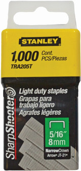 Order In - Stanley Wide Crown Staples - Light Duty - Steel - Galvanized - Chisel Point - 24 G - 6 mm - 29/64" - TRA204T - SharpShooter® - Pack of 1000