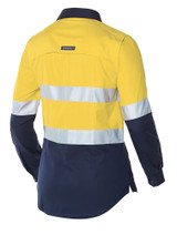 Order In - Workhorse WSH028 Women's Two-Tone High Visibility Taped Long Sleeve Vented Shirt - Cotton - Yellow/Navy