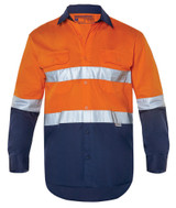 Order In - Workhorse MSH001 Men's Two-Tone High Visibility Shirt - Taped Long Sleeve - Cotton - Orange/Navy