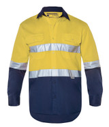 Order In - Workhorse MSH001 Men's Two-Tone High Visibility Shirt - Long Sleeve - Cotton - Yellow/Navy