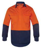 Order In - Workhorse MSH003 Work Shirt - Men - Two-Tone - High Visibility - Classic - Long Sleeve - Cotton - Orange/Navy