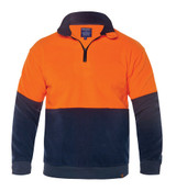 Order In - Workhorse MFL006 Men's Two-Tone High Visibility 1/4 Zipped Polar Fleece - Orange/Navy