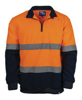 Order In- Workhorse MFL007 Polar Fleece - Men - Two-Tone - High Visibility - Reflective Taped - 1/4 Zipped - Orange/Navy