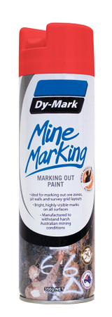 Order In - DY-MARK - Vertical Marking Out Paint - Mine Marking - Aerosol Can - Fluorescent Red - 350g