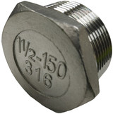 Order In - Plug Hex - 316 Stainless Steel - Scrwed - BSP - 1 1/2inch - SS16XP040