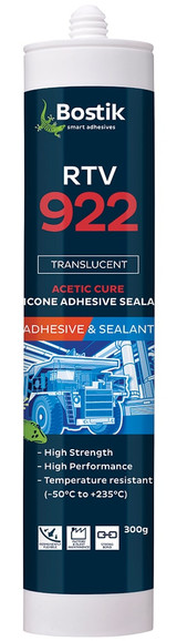 Order In - Bostik 30804659 - Industrial Silicone Sealant - High-Performance - Cartridge - RTV 922 - Translucent - 300 gram
