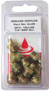 Order In - Alemlube L48 - Grease Nipple - Straight - 1/4inch BSP - Pack of 100