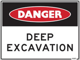 Order In - PROSAFE Construction Sign - Danger - Deep Excavation - Polypropylene - 600mm x 450mm