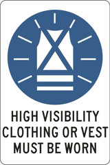 Order In - PROSAFE Mandatory Sign - High Visibility Clothing Or Vest Must Be Worn - Colorbond Steel - 450mm x 300mm