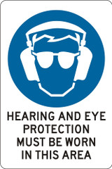 Order In - PROSAFE Mandatory Sign - Hearing And Eye Protection Must Be Worn In This Area - Polypropylene - 300mm x 225mm