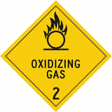 Order In - PROSAFE Danger Sign - Dangerous Goods Class Diamonds - Oxidising Gas 2 - Metal - Black On Yellow - 270mm x 270mm