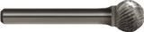 Order In - Sutton Tools Carbide Burr - Double Cut - Ball Shape - 1/4" Shank - 1/2" x 1/2" - 2-3/16" OAL - B202